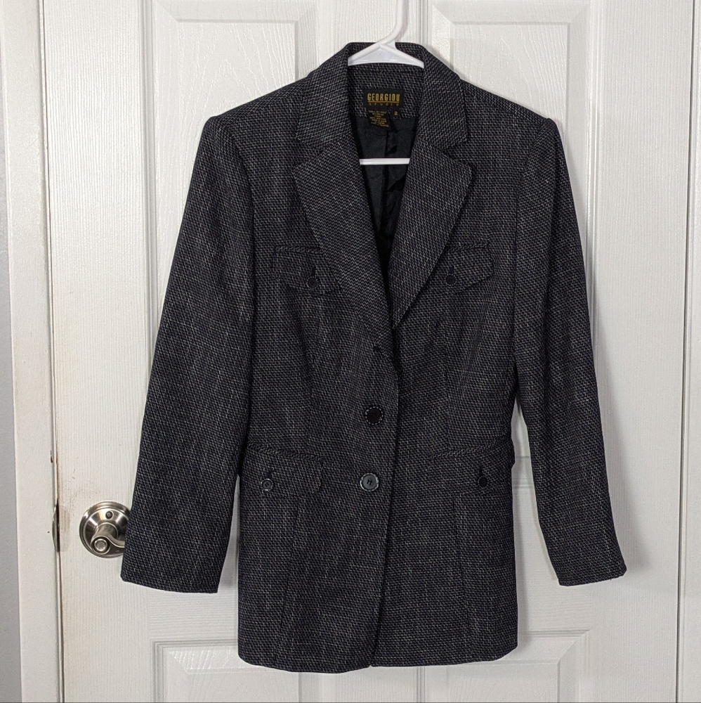Vintage Georgiou Studio Dark Gray Women's Button‎ Up Blazer Jacket Size 2